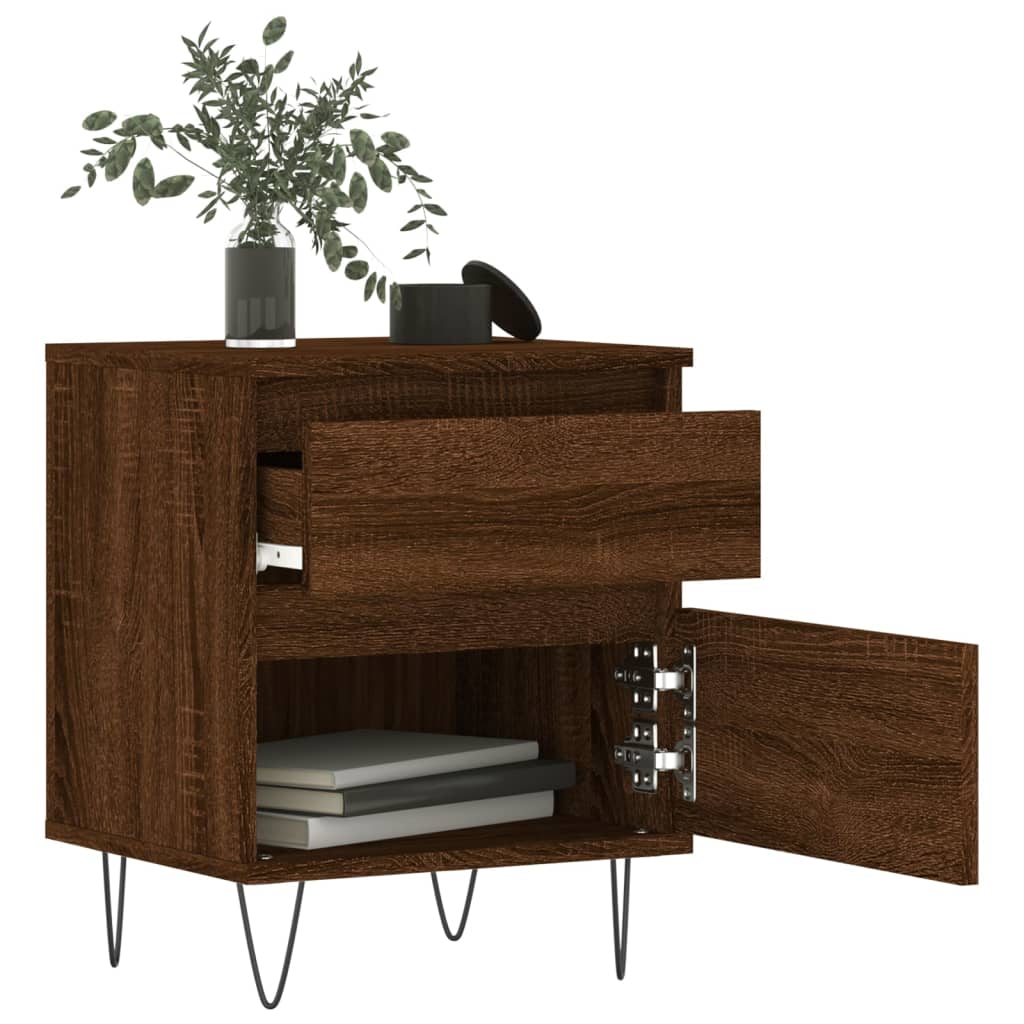 Bedside Cabinets 2 pcs Brown Oak 40x35x50 cm Engineered Wood
