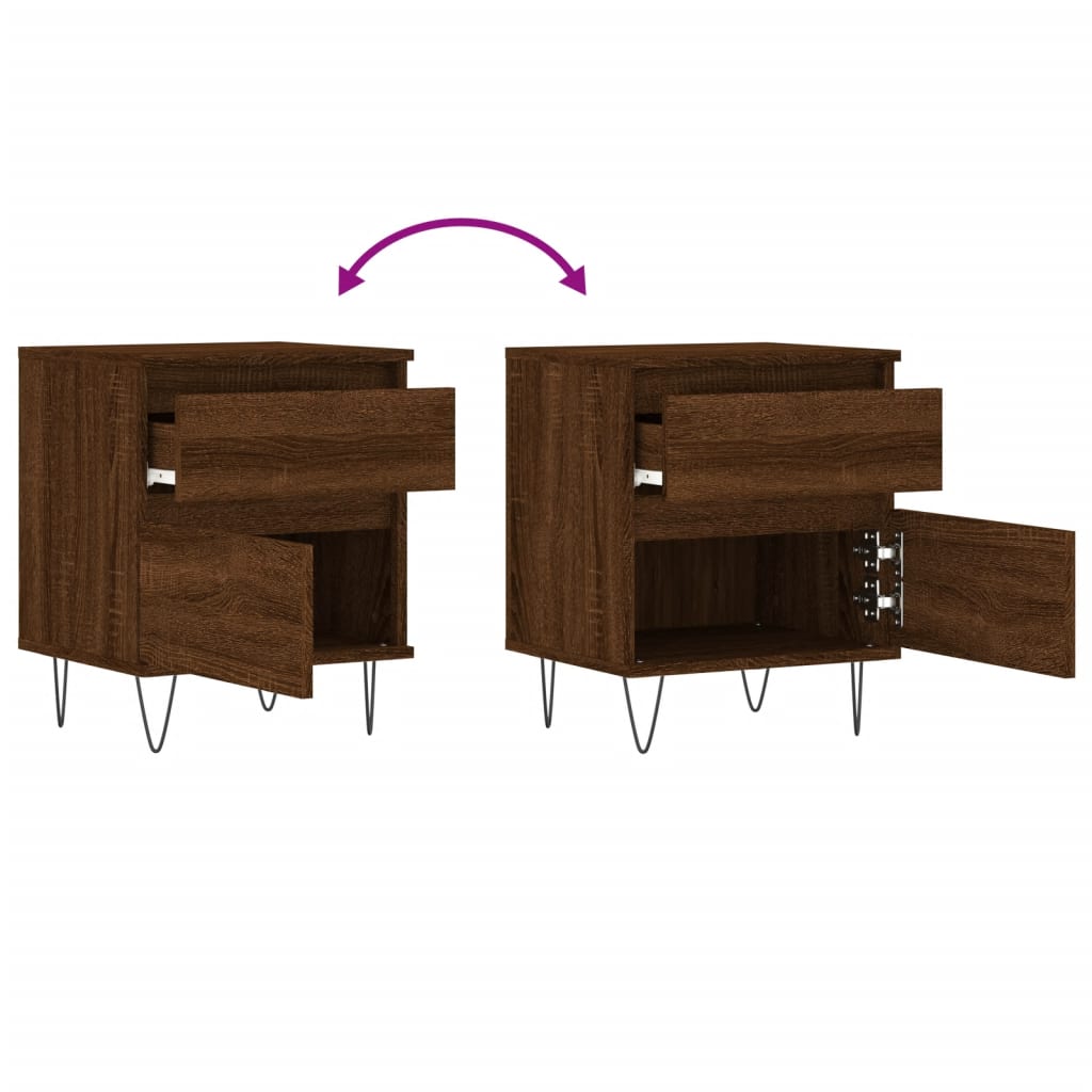 Bedside Cabinets 2 pcs Brown Oak 40x35x50 cm Engineered Wood