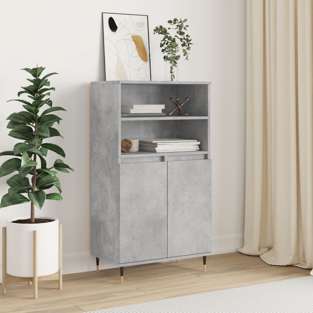 Highboard Concrete Grey 60x36x110 cm Engineered Wood