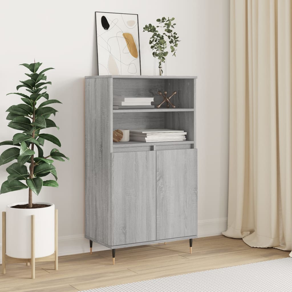 Highboard Grey Sonoma 60x36x110 cm Engineered Wood