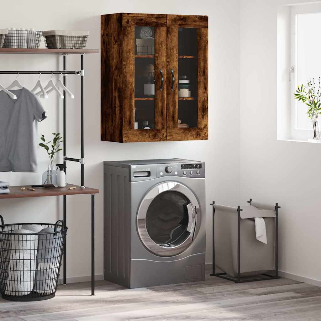 Wall Mounted Cabinet Smoked Oak 69.5x34x90 cm Engineered Wood