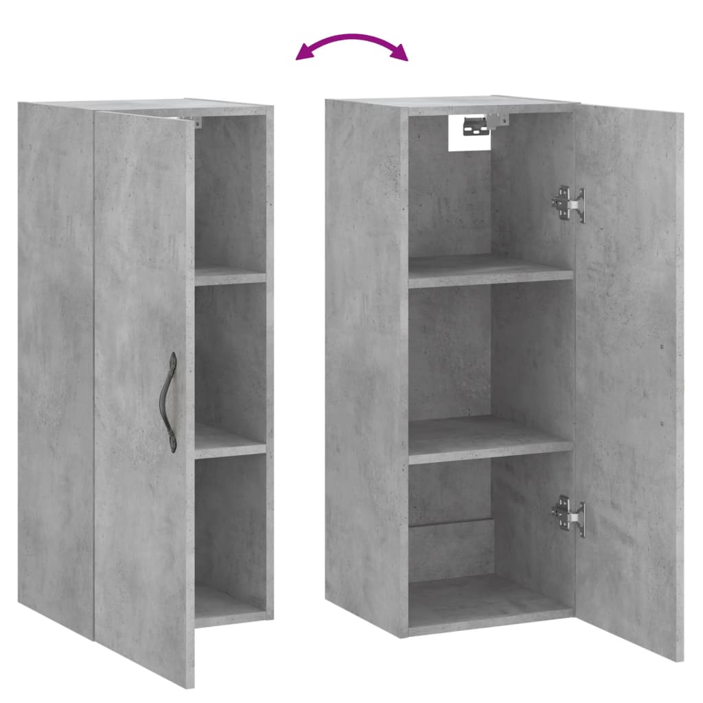 Wall Mounted Cabinet Concrete Grey 34.5x34x90 cm Engineered Wood