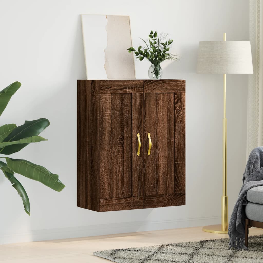 Wall Mounted Cabinet Brown Oak 69.5x34x90 cm Engineered Wood