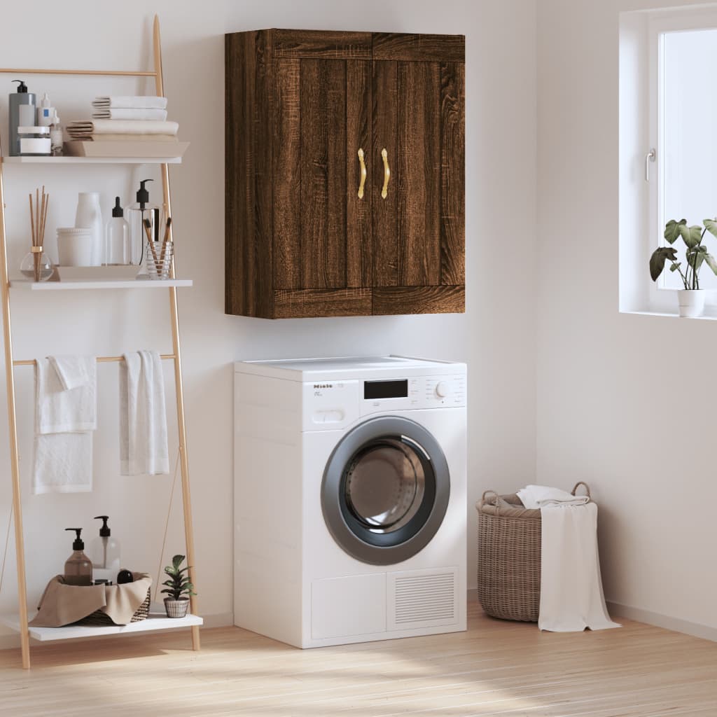 Wall Mounted Cabinet Brown Oak 69.5x34x90 cm Engineered Wood