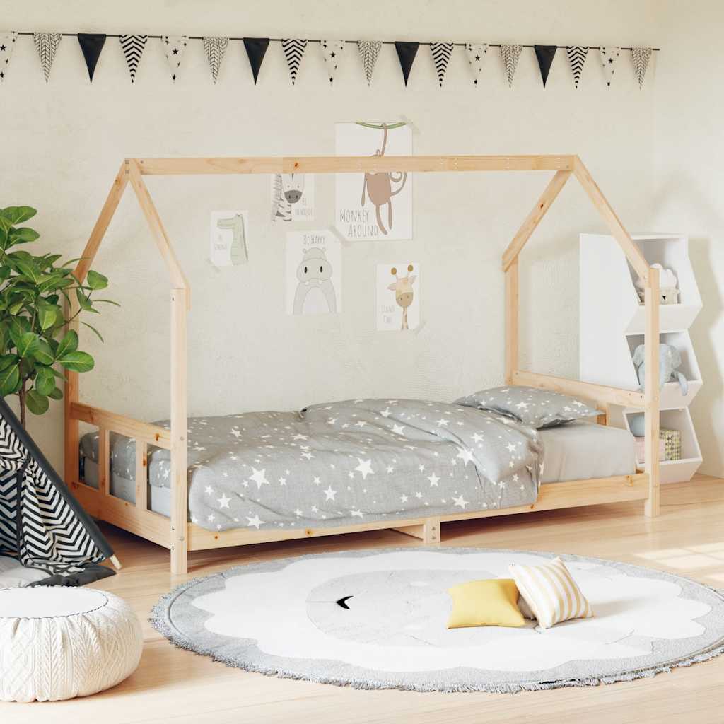 Kids Bed Frame 90x200 cm Solid Wood Pine