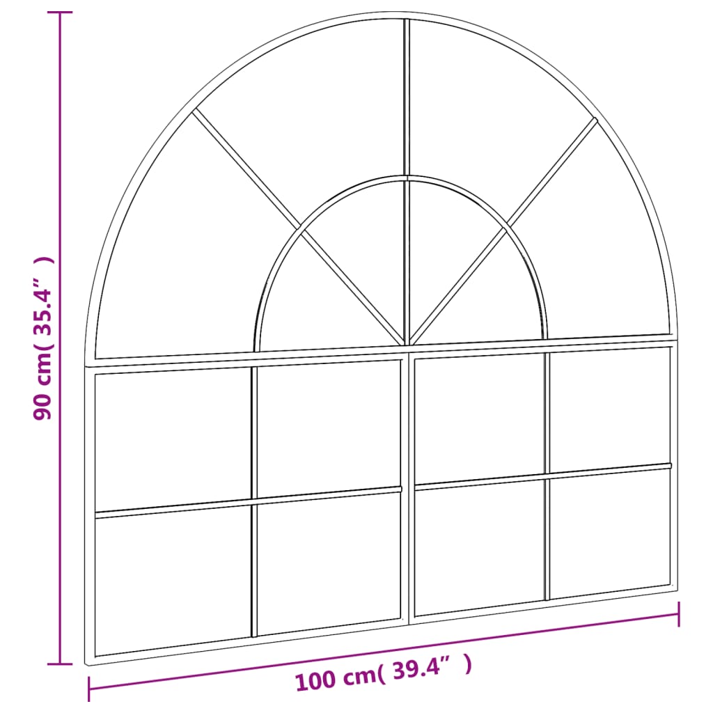 Wall Mirror Black Arch Iron
