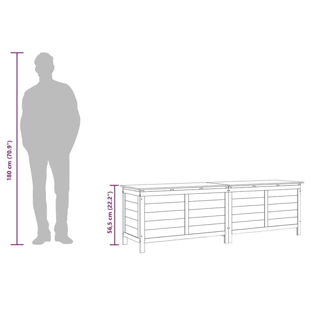 Garden Storage Box Brown 198.5x50x56.5 cm Solid Wood Fir