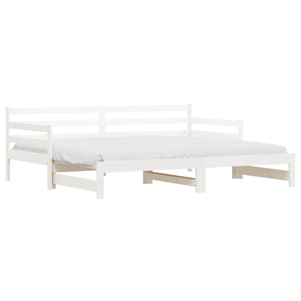 Daybed with Trundle without Mattress White 90x200 cm Solid Wood