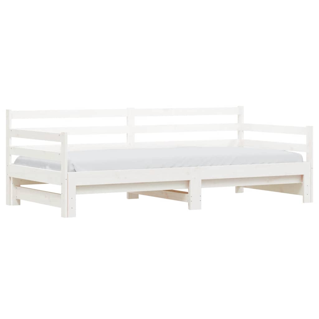 Daybed with Trundle without Mattress White 90x200 cm Solid Wood