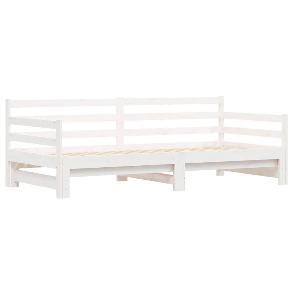 Daybed with Trundle without Mattress White 90x200 cm Solid Wood