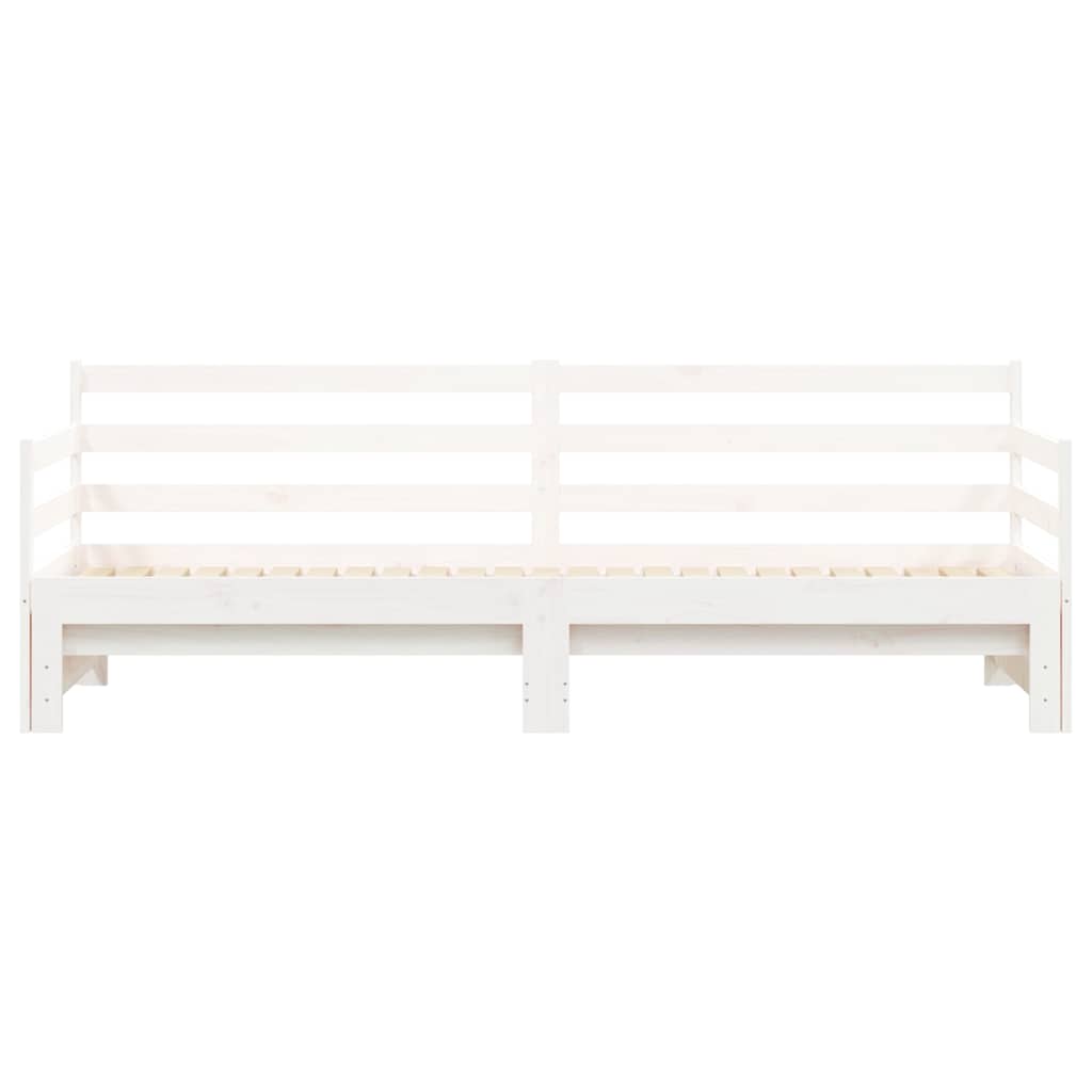 Daybed with Trundle without Mattress White 90x200 cm Solid Wood