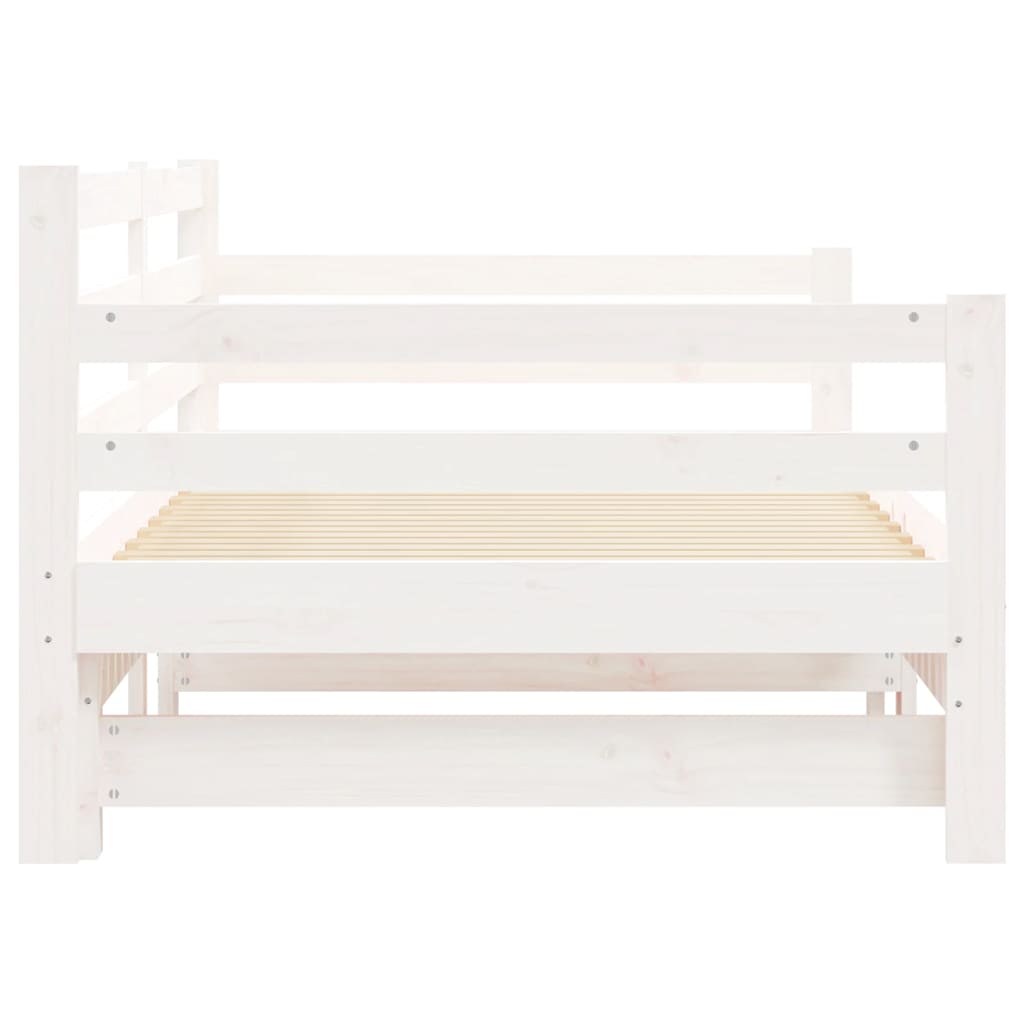 Daybed with Trundle without Mattress White 90x200 cm Solid Wood