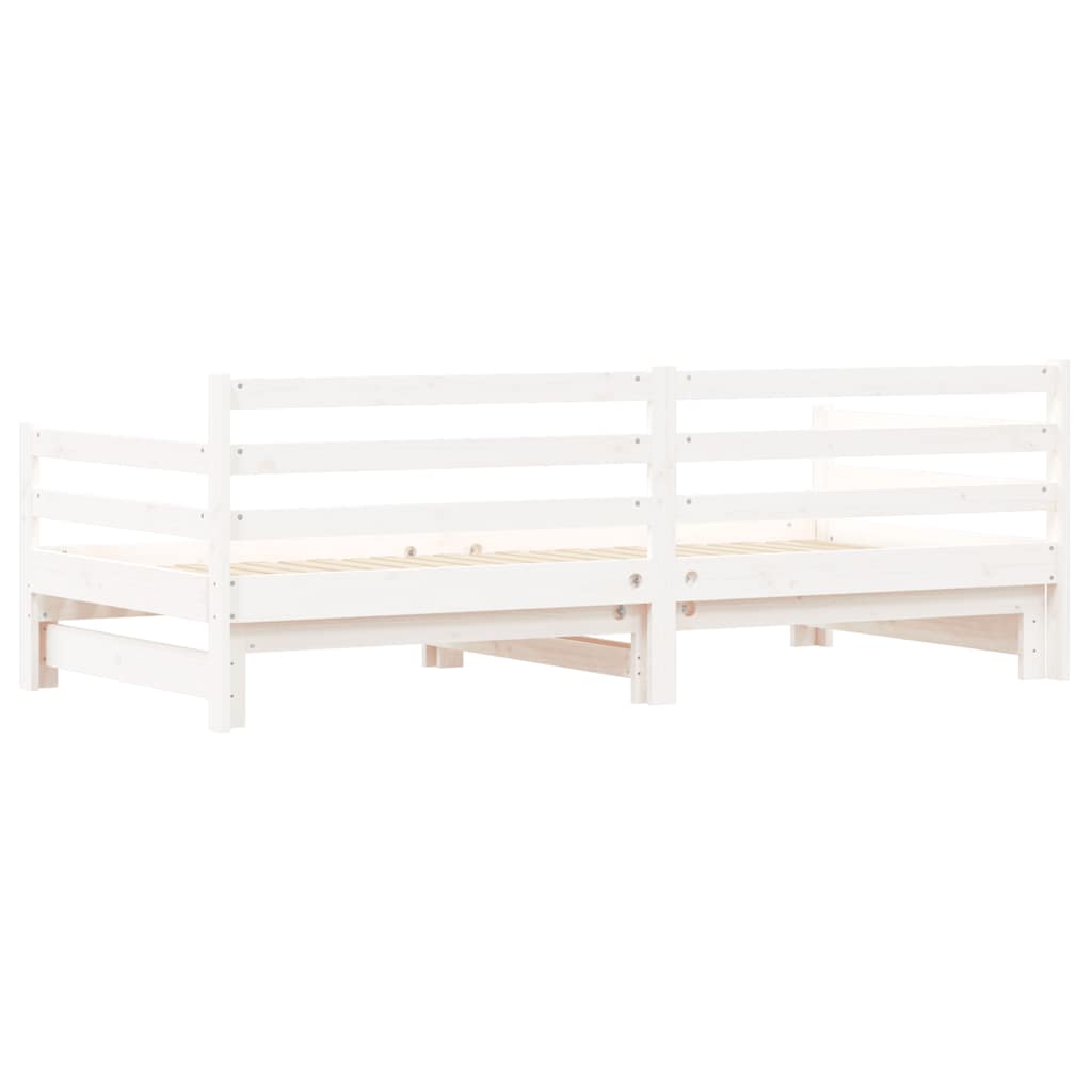 Daybed with Trundle without Mattress White 90x200 cm Solid Wood