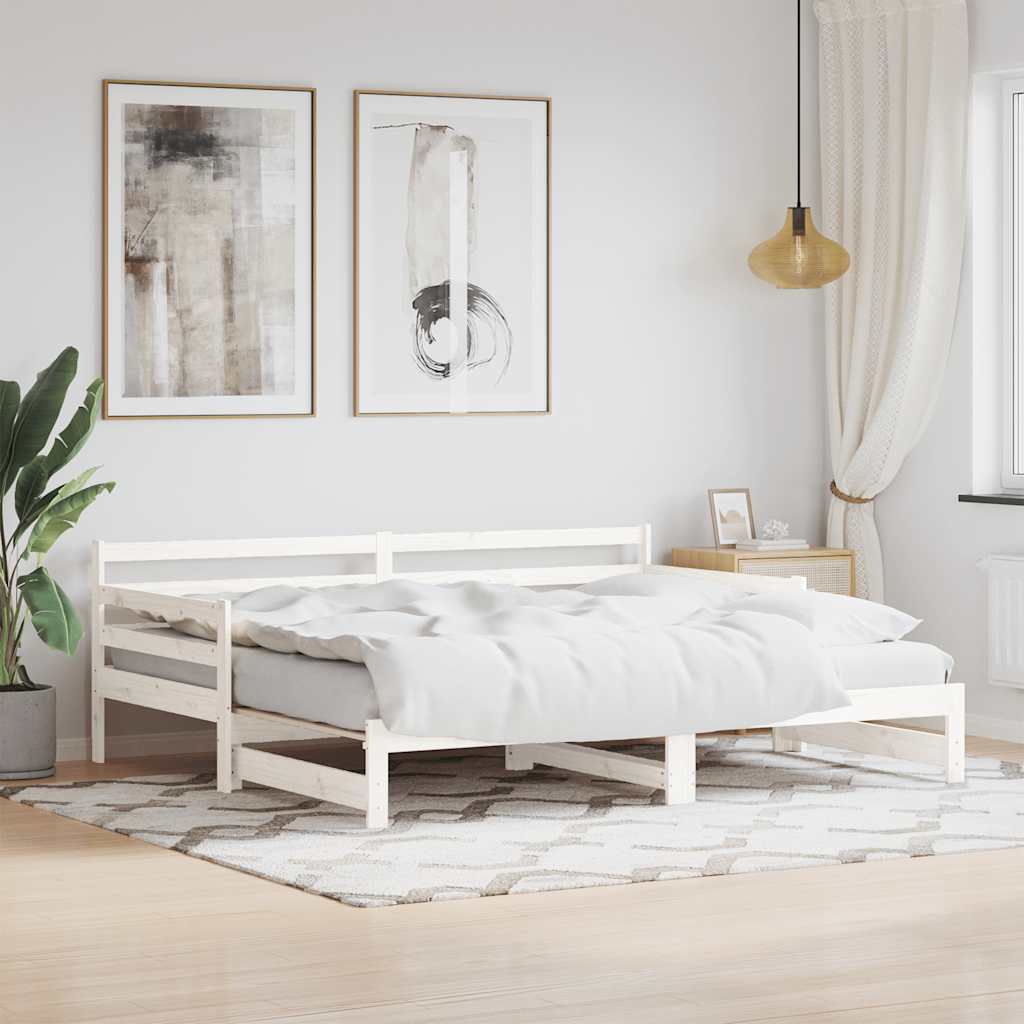 Daybed with Trundle without Mattress White 90x200 cm Solid Wood