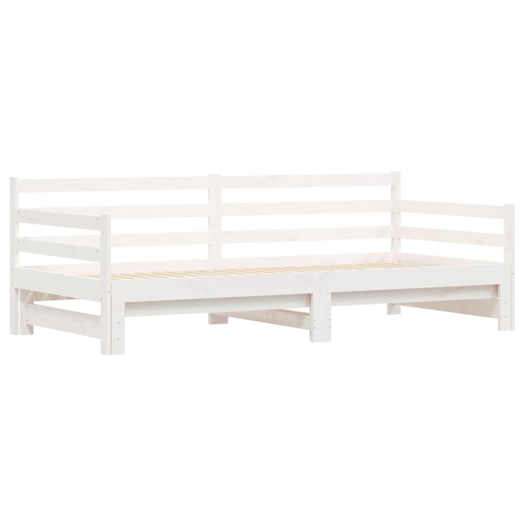 Daybed with Trundle without Mattress White 90x190 cm Single Solid Wood