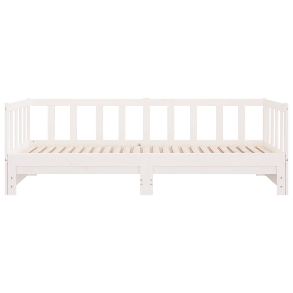 Day Bed with Trundle without Mattress White 90x200 cm Solid Wood