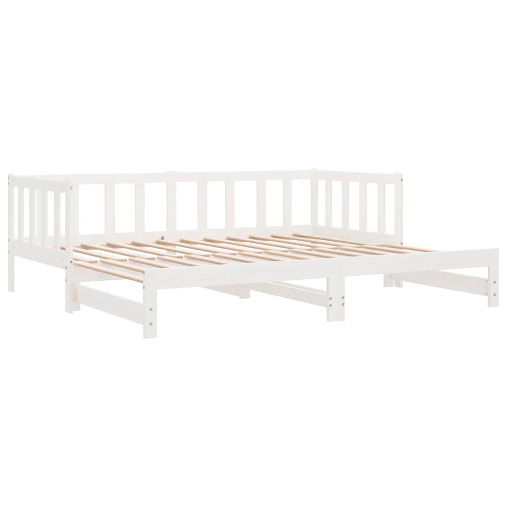 Day Bed with Trundle without Mattress White 90x200 cm Solid Wood