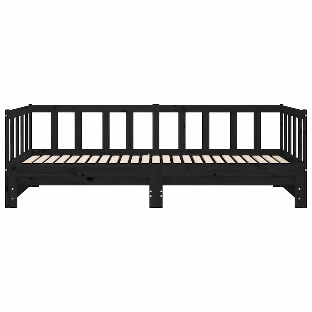 Day Bed with Trundle without Mattress Black 90x200 cm Solid Wood