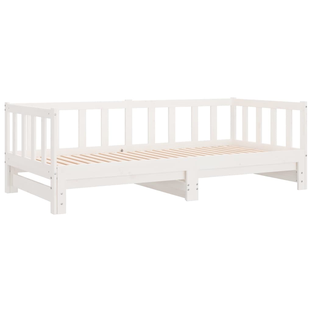 Day Bed with Trundle without Mattress White 80x200 cm Solid Wood