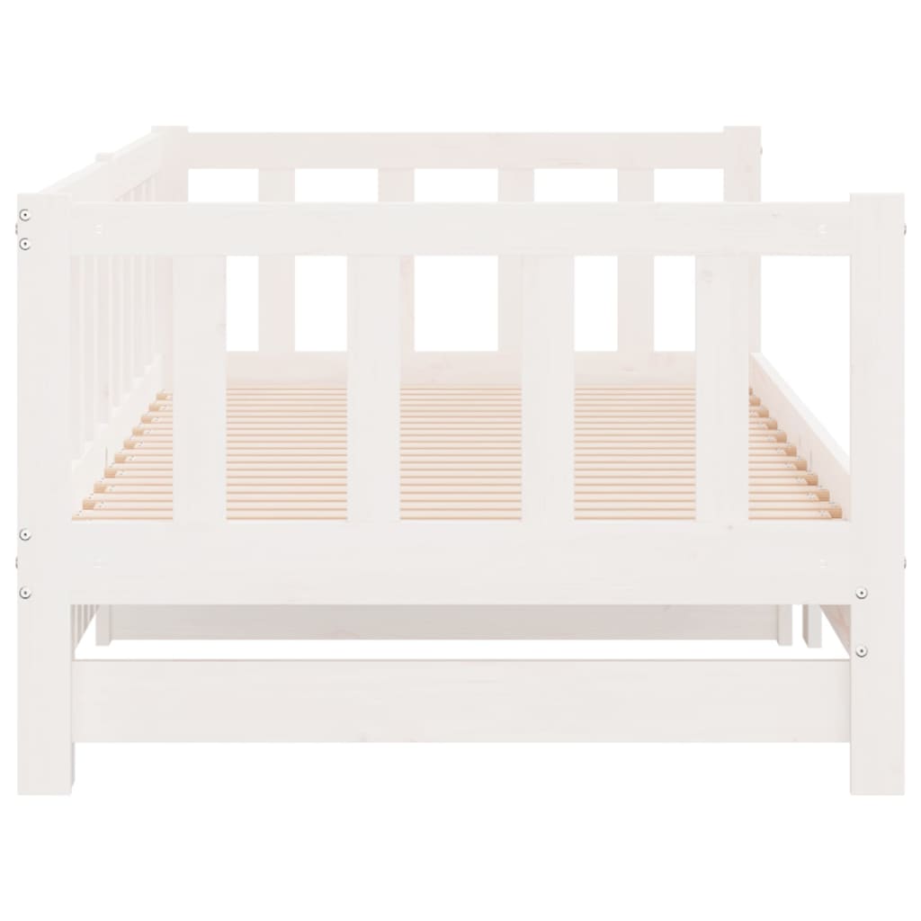 Day Bed with Trundle without Mattress White 80x200 cm Solid Wood
