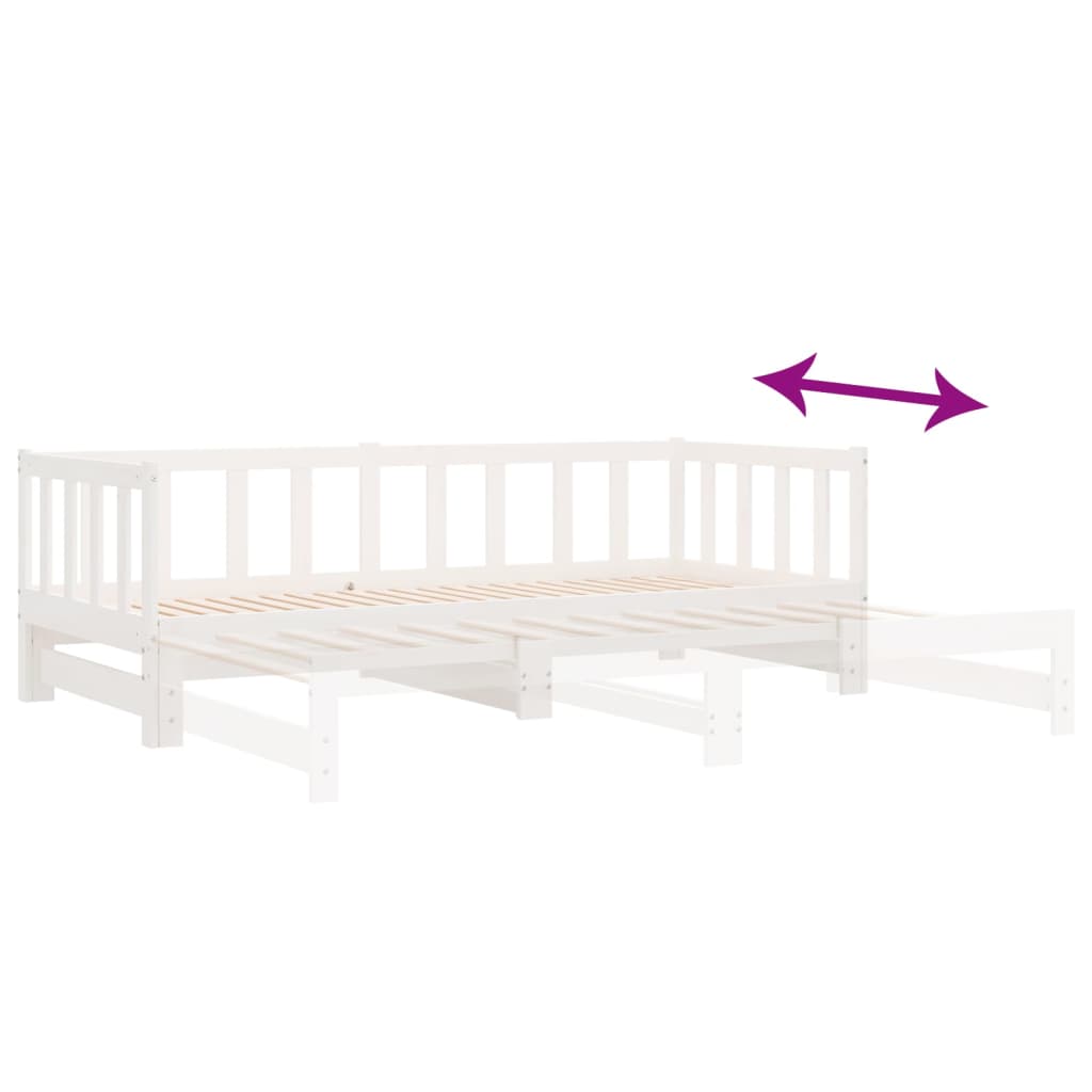 Day Bed with Trundle without Mattress White 80x200 cm Solid Wood