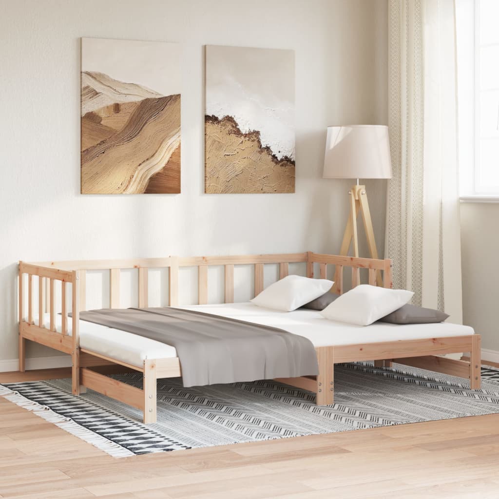 Day Bed with Trundle without Mattress 90x190 cm Single Solid Wood