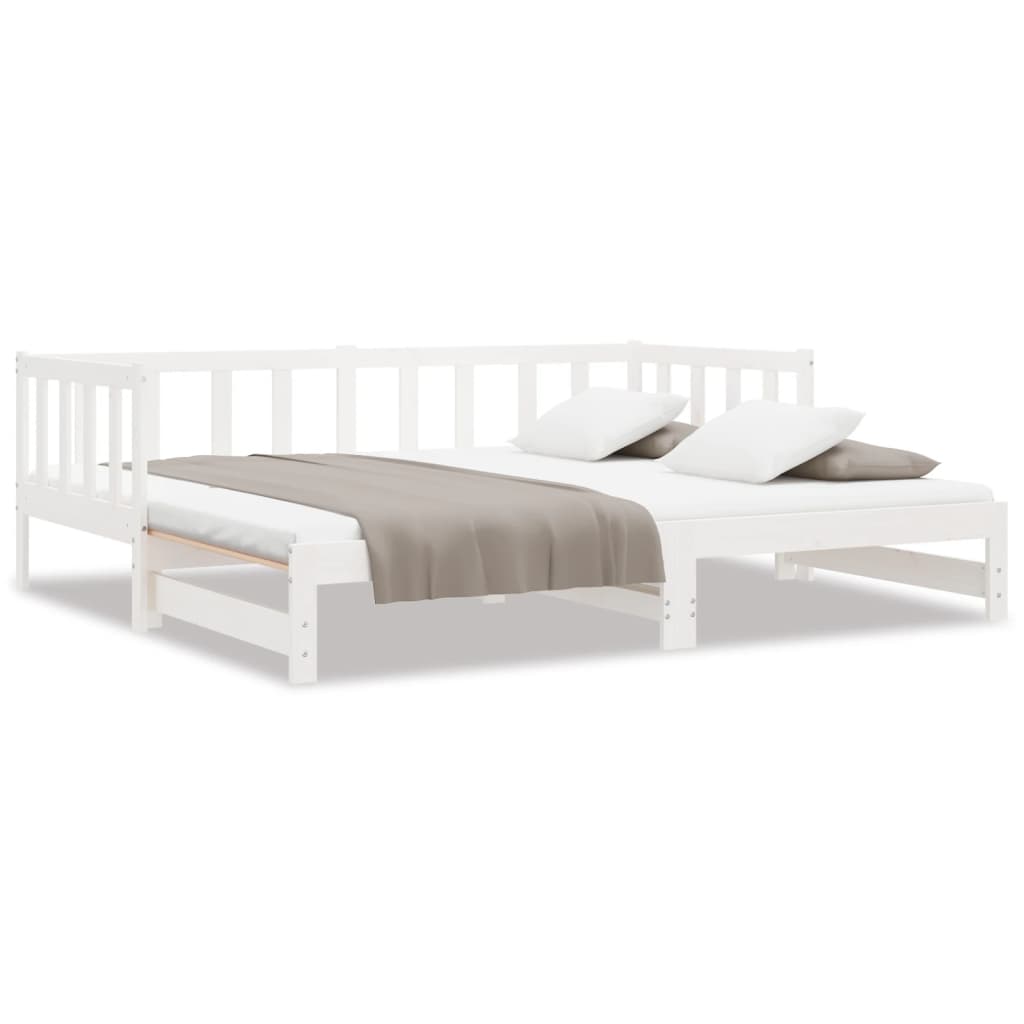 Day Bed with Trundle without Mattress White 90x190 cm Single Solid Wood