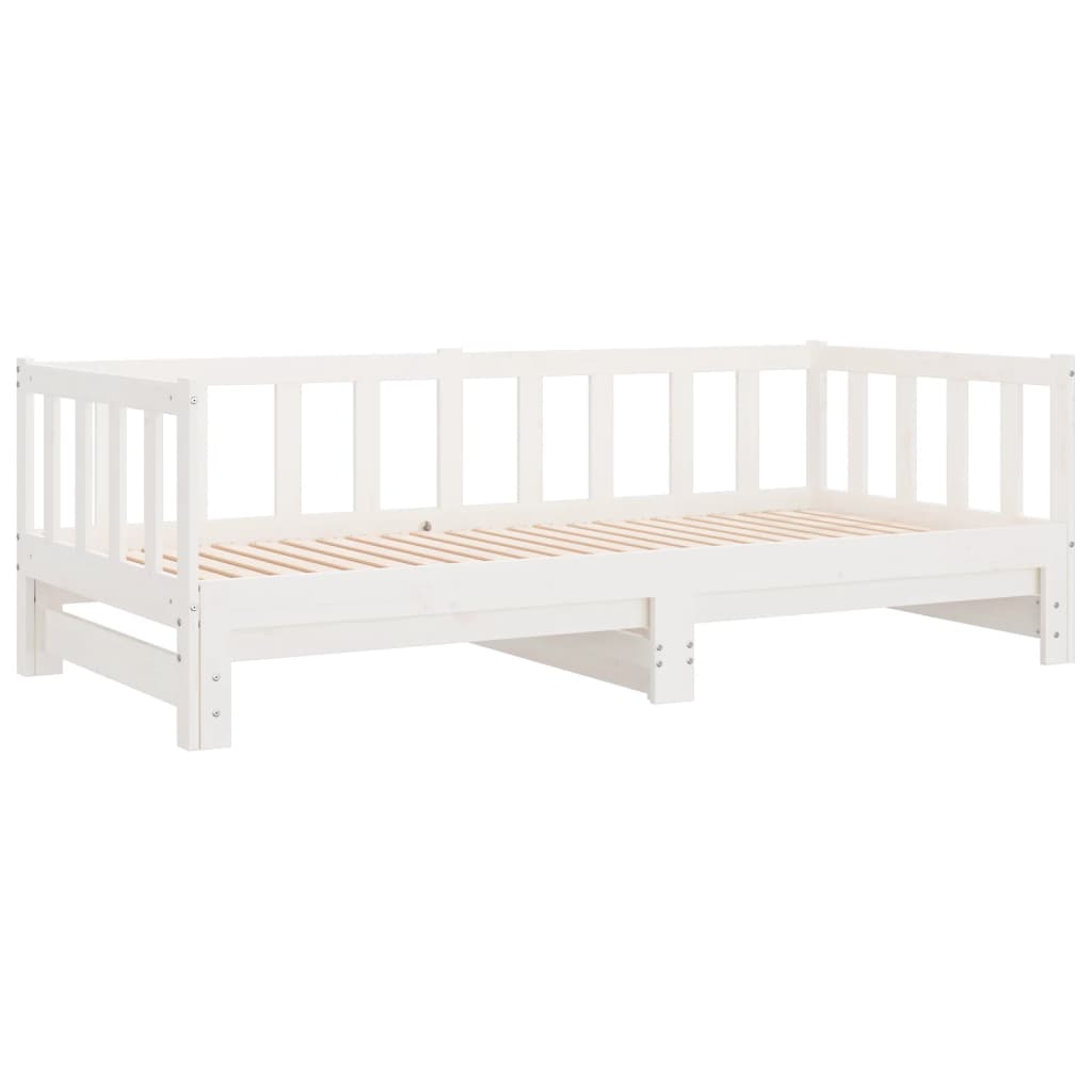 Day Bed with Trundle without Mattress White 90x190 cm Single Solid Wood