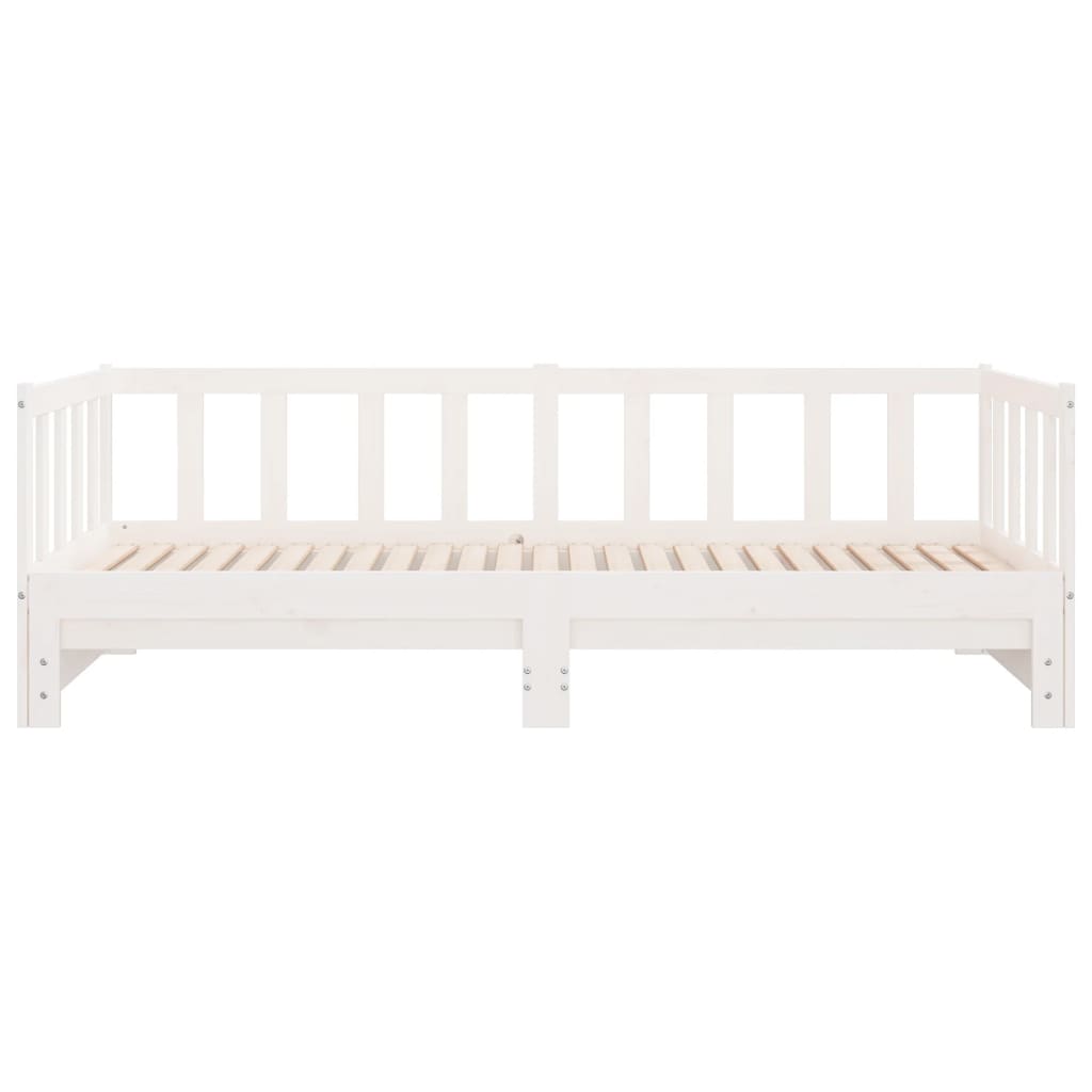 Day Bed with Trundle without Mattress White 90x190 cm Single Solid Wood