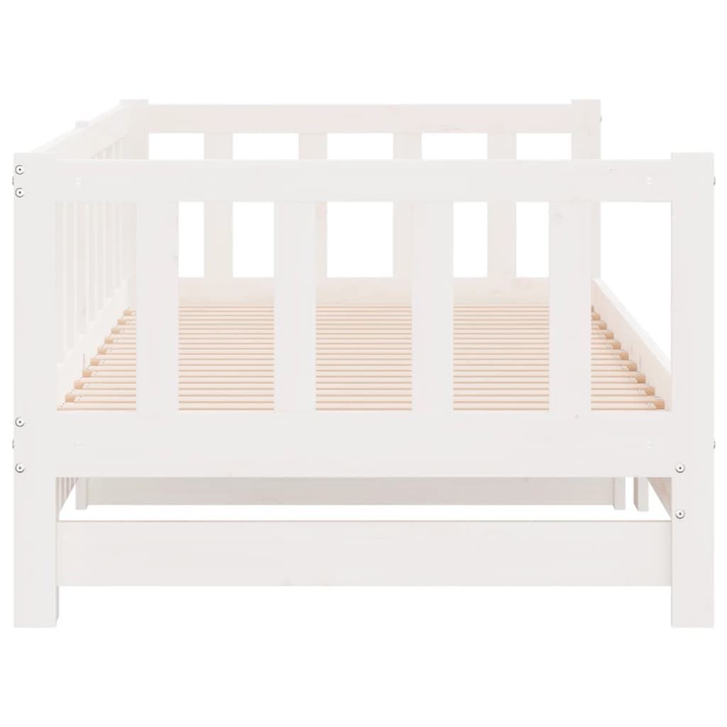 Day Bed with Trundle without Mattress White 90x190 cm Single Solid Wood