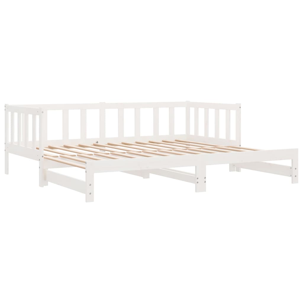 Day Bed with Trundle without Mattress White 90x190 cm Single Solid Wood
