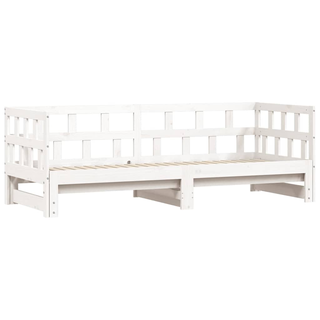 Daybed with Trundle without Mattress White 90x190 cm Single Solid Wood