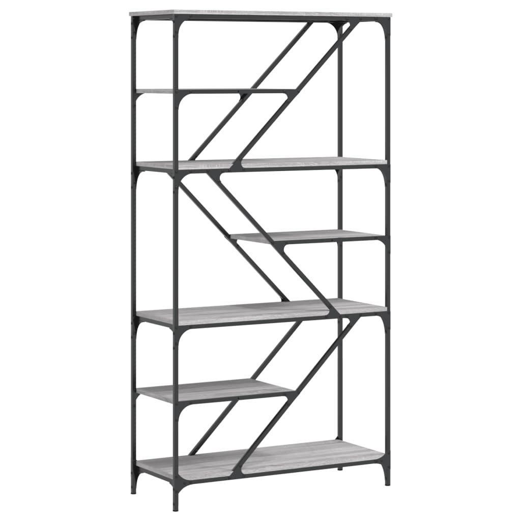 Bookshelf Grey Sonoma 91x36x176 cm Engineered Wood and Steel