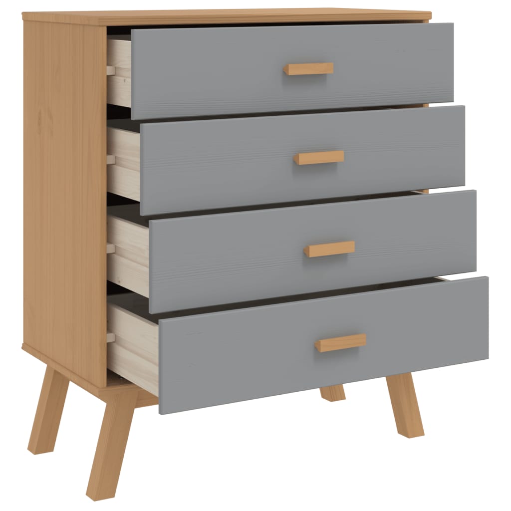 Drawer Cabinet OLDEN Grey and Brown Solid Wood Pine