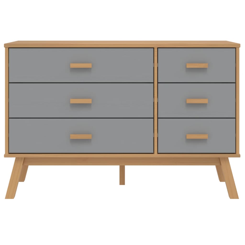 Drawer Cabinet OLDEN Grey and Brown Solid Wood Pine