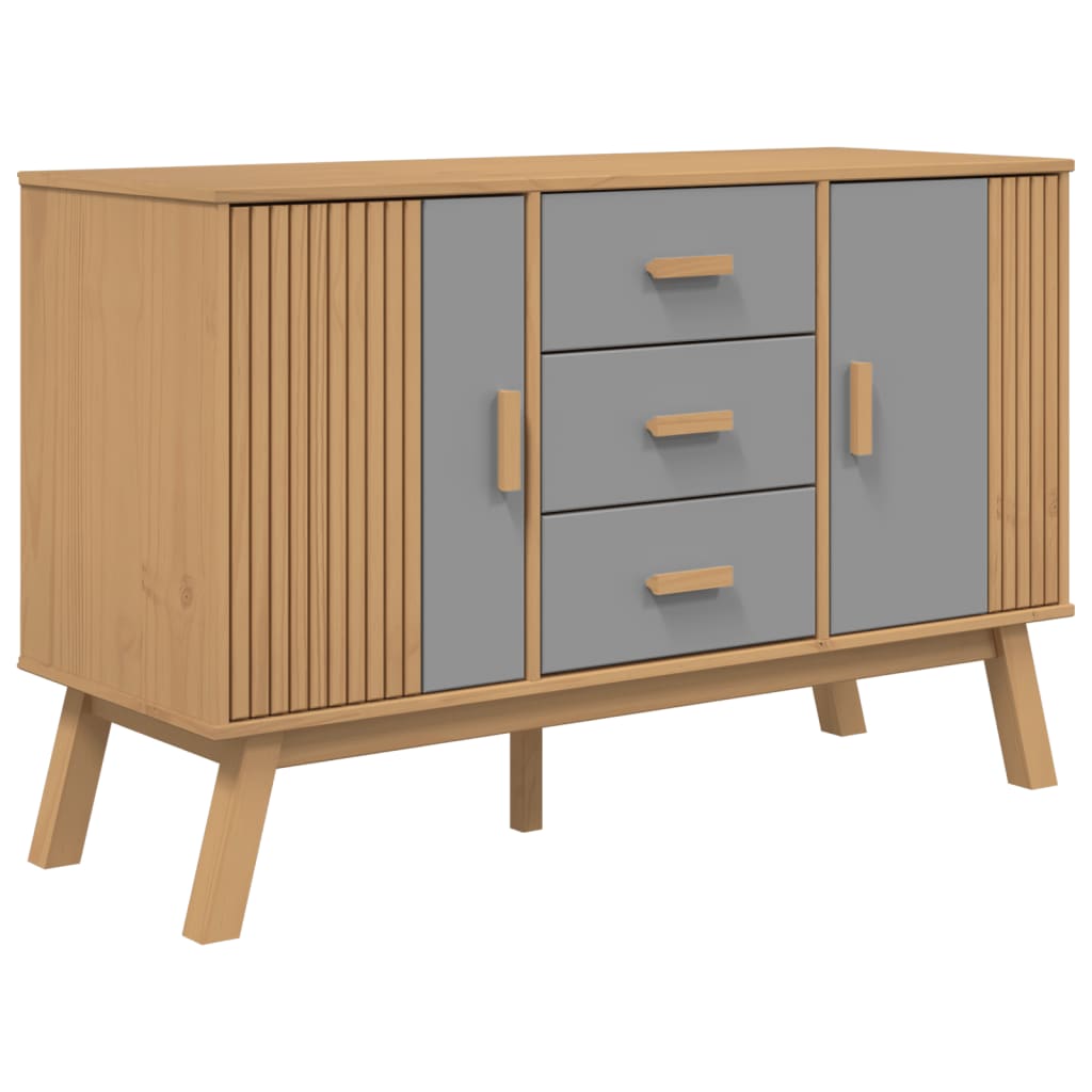 Sideboard OLDEN Grey and Brown 114x43x73.5cm Solid Wood Pine