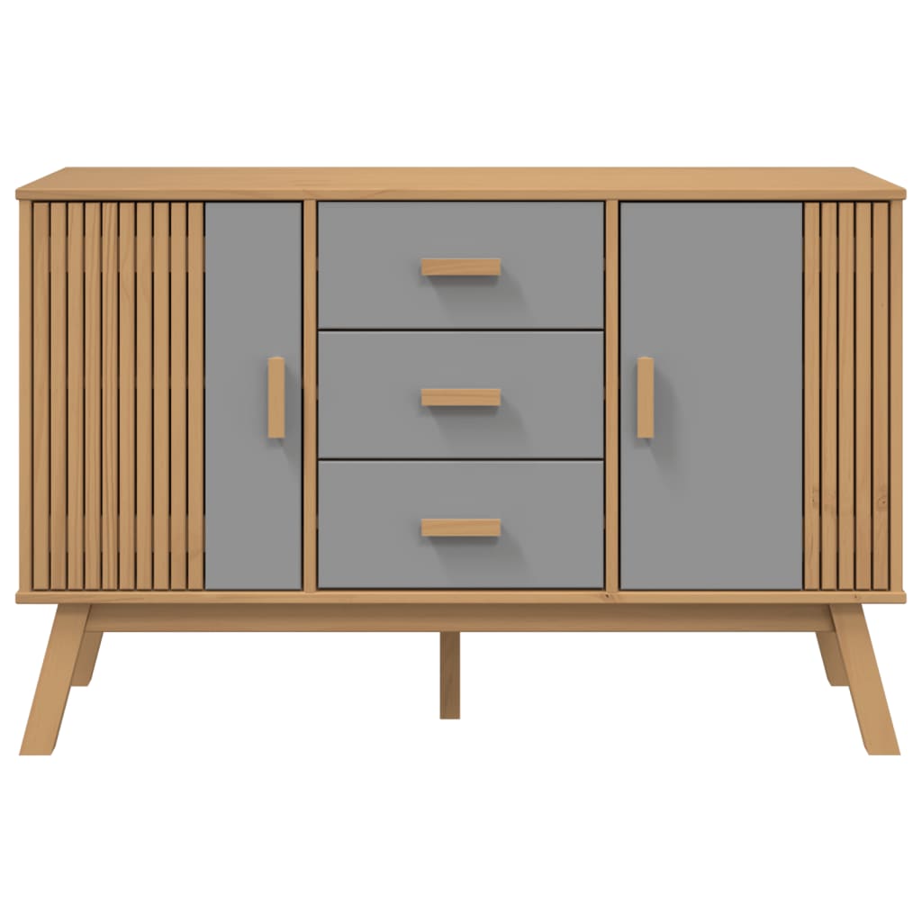 Sideboard OLDEN Grey and Brown 114x43x73.5cm Solid Wood Pine