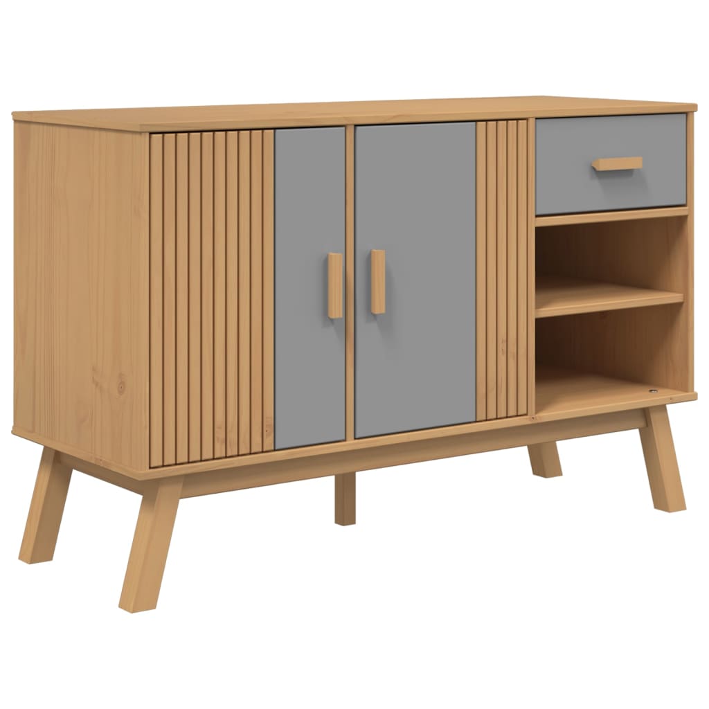 Sideboard OLDEN Grey and Brown 114x43x73.5 cm Solid Wood Pine