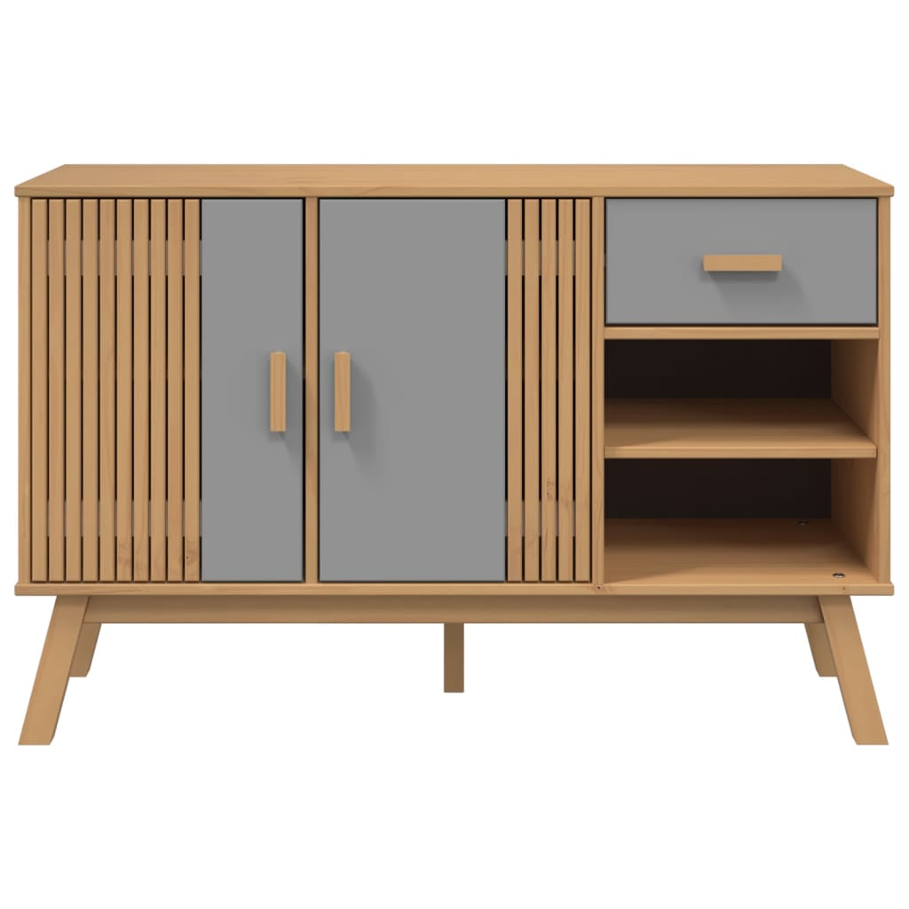 Sideboard OLDEN Grey and Brown 114x43x73.5 cm Solid Wood Pine