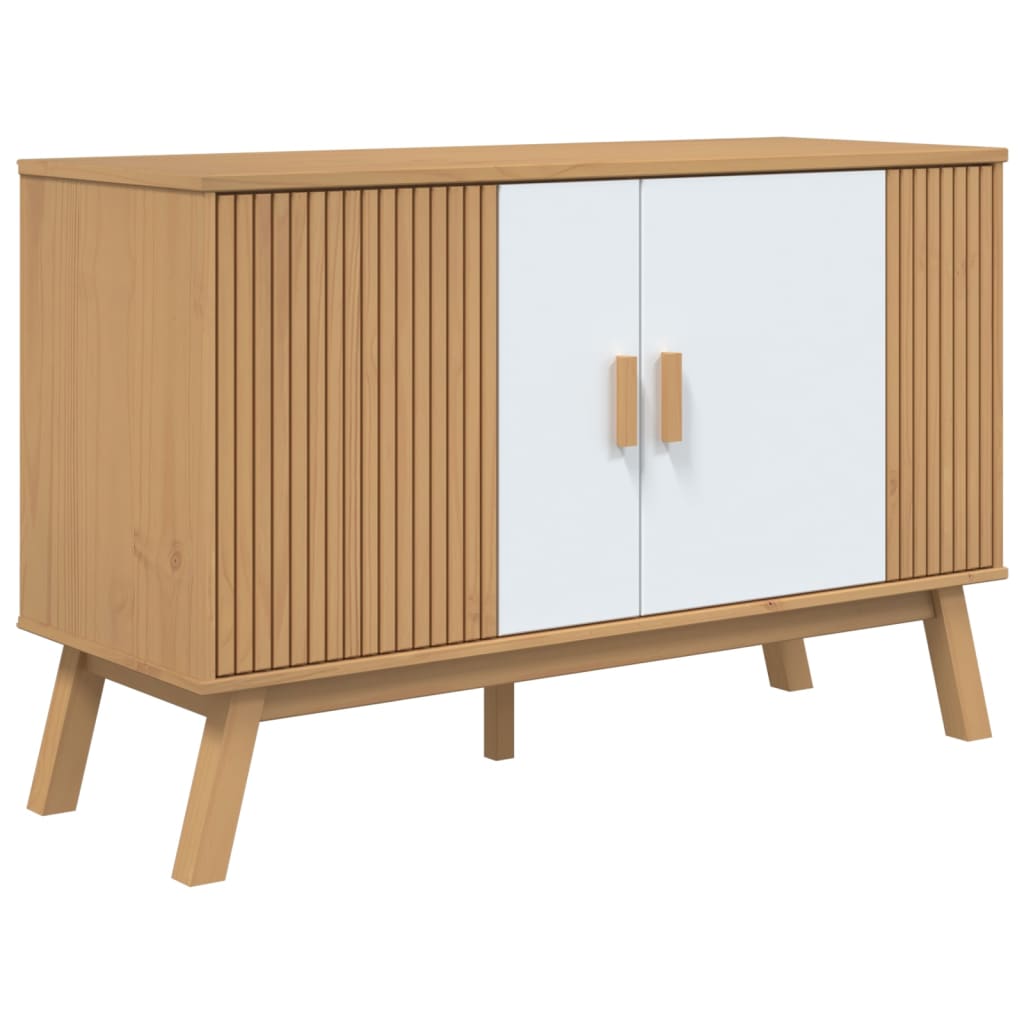Sideboard OLDEN White and Brown 114x43x73.5 cm Solid Wood Pine