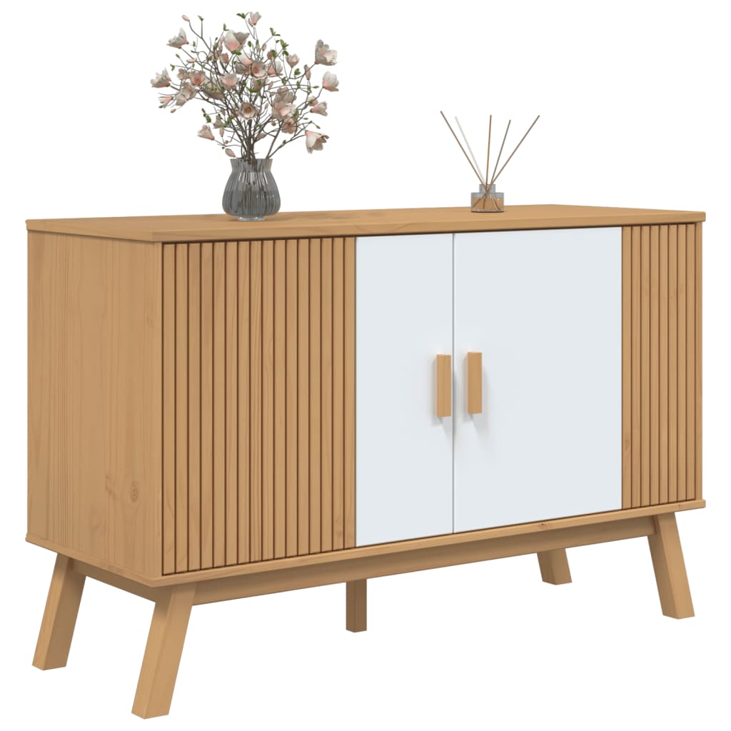Sideboard OLDEN White and Brown 114x43x73.5 cm Solid Wood Pine