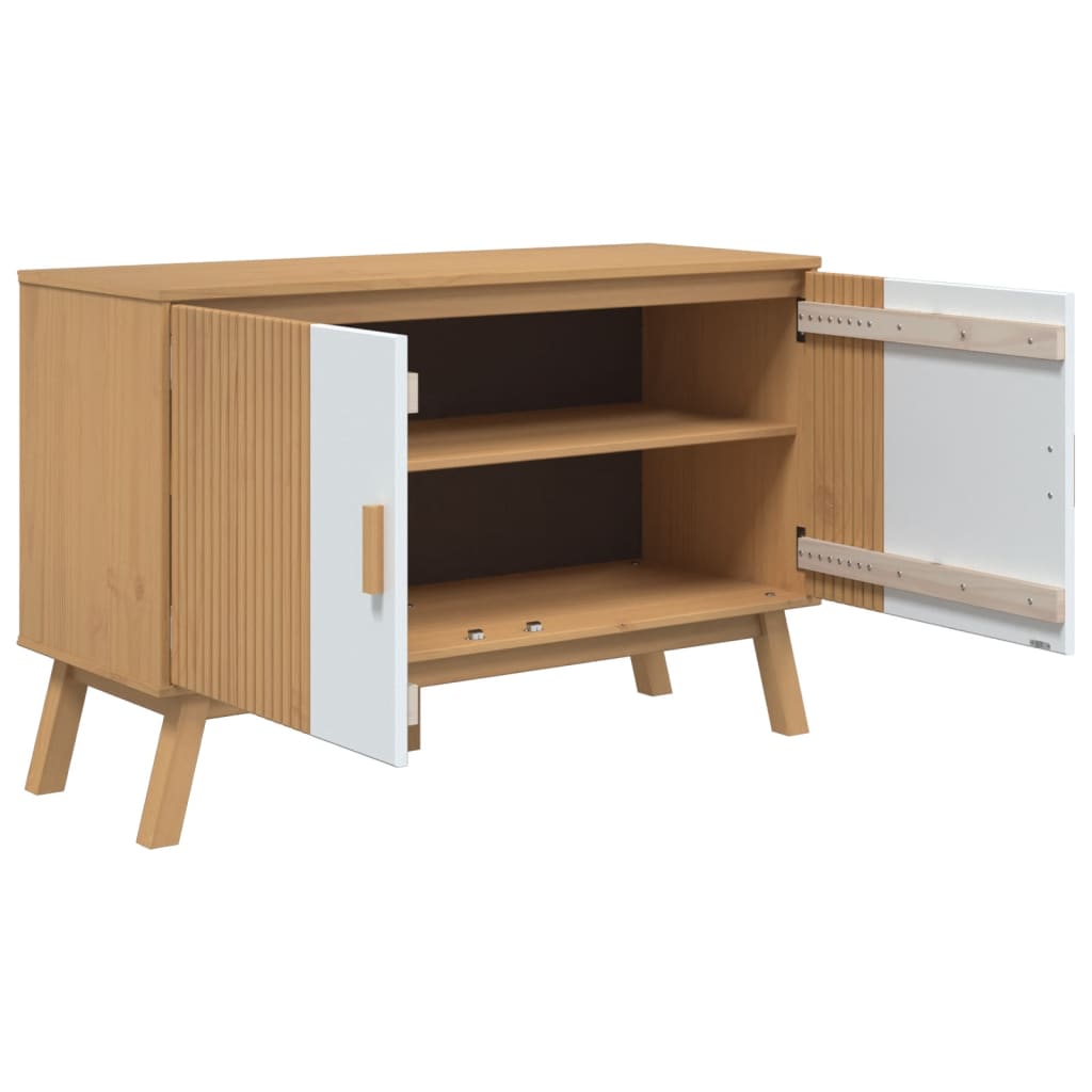 Sideboard OLDEN White and Brown 114x43x73.5 cm Solid Wood Pine
