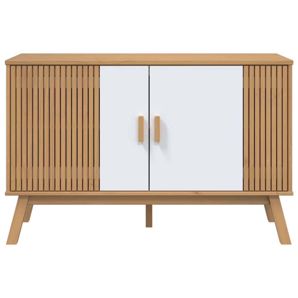 Sideboard OLDEN White and Brown 114x43x73.5 cm Solid Wood Pine