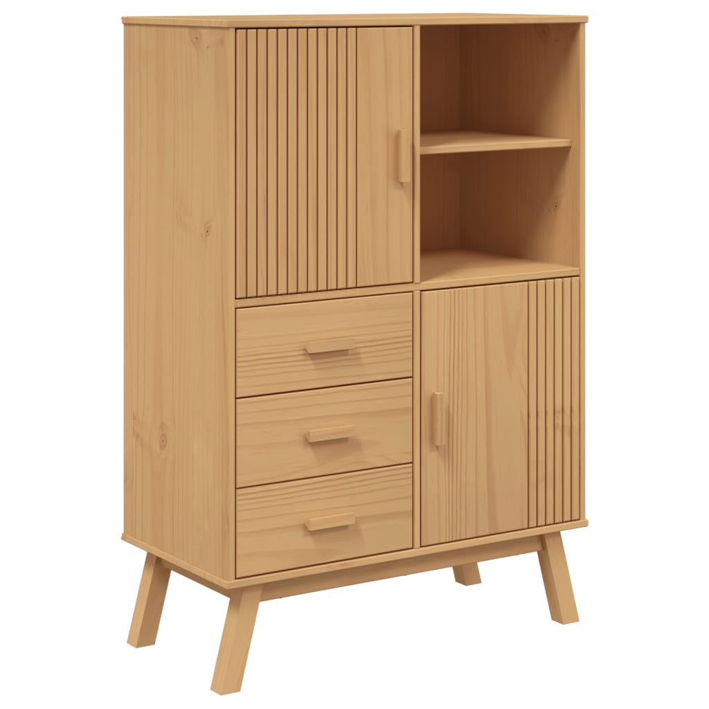 Highboard OLDEN Brown 85x43x125 cm Solid Wood Pine