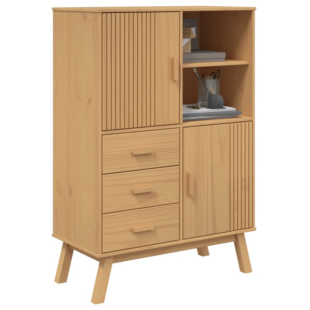 Highboard OLDEN Brown 85x43x125 cm Solid Wood Pine