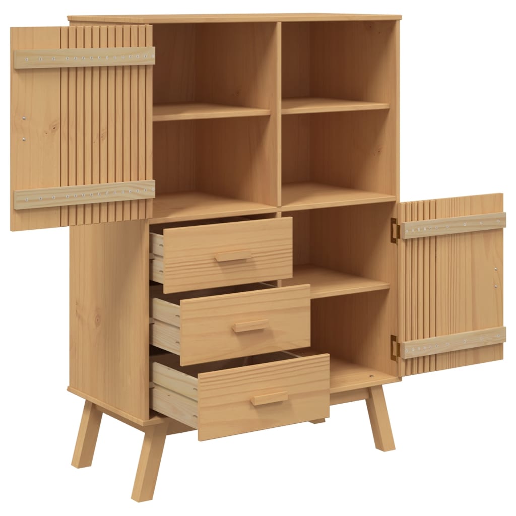 Highboard OLDEN Brown 85x43x125 cm Solid Wood Pine