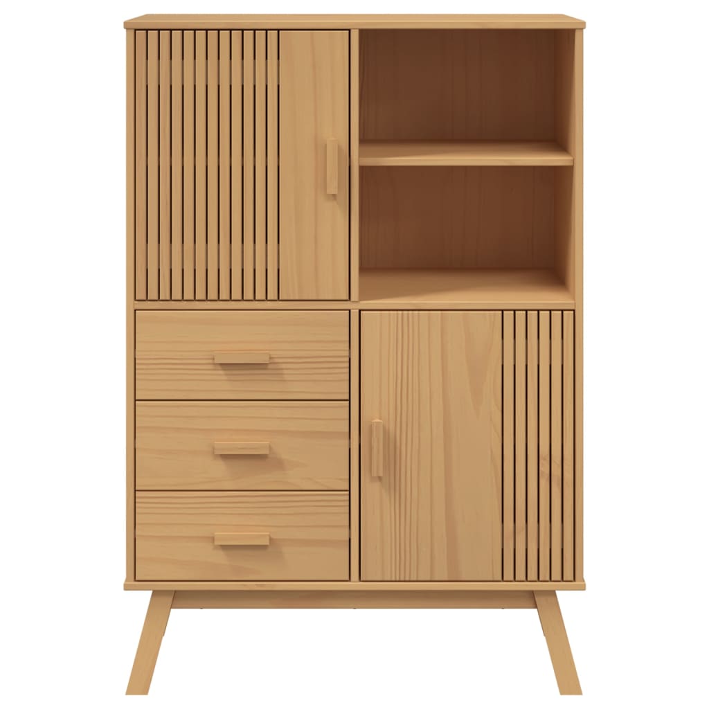 Highboard OLDEN Brown 85x43x125 cm Solid Wood Pine