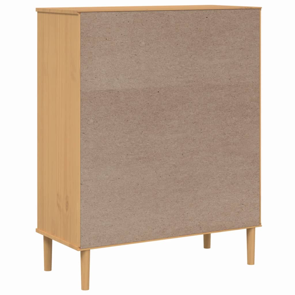 Highboard SENJA Rattan Look Brown 90x40x112cm Solid Wood Pine