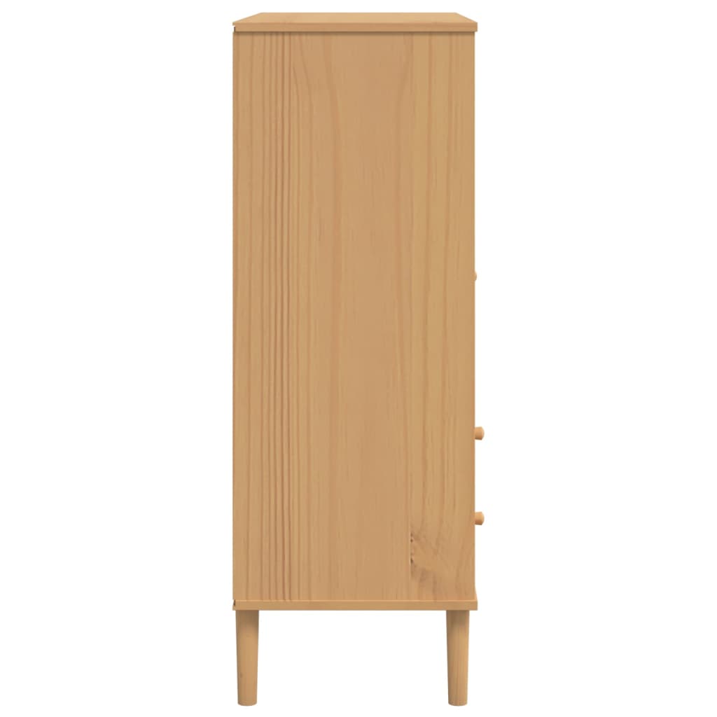 Highboard SENJA Rattan Look Brown 90x40x112 cm Solid Wood Pine