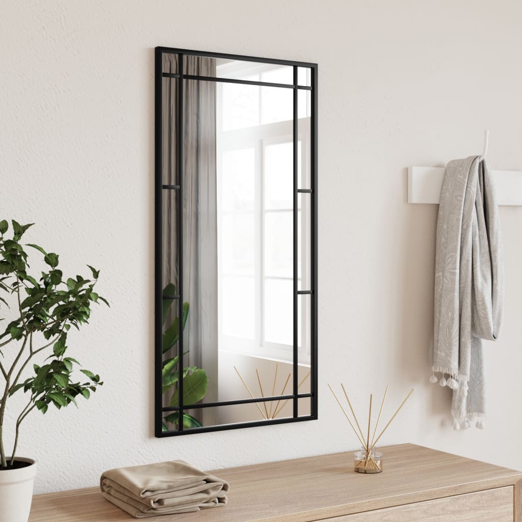 Wall Mirror Black Rectangle Iron